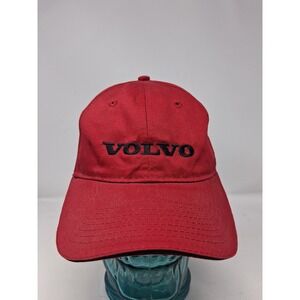 Volvo Strapback Hat Red Cap Adjustable Black Logo Baseball Cap OSFM Automotive